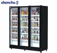 Réfrigérateur commercial 3 portes à refroidissement par air pour bières et vins avec éclairage réglable 3 couleurs, refroidisseur de boissons sans givre pour bars