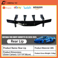 Diffuseur de pare-chocs arrière en ABS de qualité supérieure pour Chevrolet Corvette C8 2020-2025, aspect carbone ABS, noir brillant, kit carrosserie sport amélioré