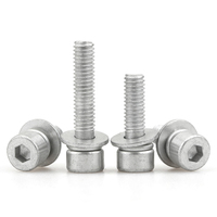 Sekrup Kombinasi Tiga Bagian Kepala Silinder Hex Socket Dacromet Kelas 8.8 dengan Ring Pegas Datar Kepala Cangkir M3~M8