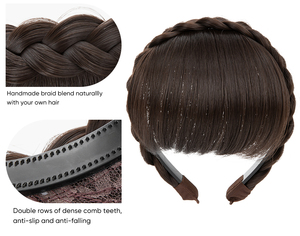 Serre-Tête Tressé avec <span class=keywords><strong>Frange</strong></span> pour Femme, Extensions de Cheveux Synthétiques Haute Température, Accessoires Cheveux, Postiches - Product Image 6