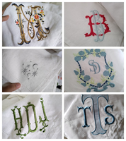 Serviettes en lin brodées sur mesure, style classique, réutilisables, avec ourlet festonné, pour les présentations sur la table à dîner
