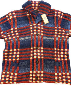 Suéter cárdigan de solapa a cuadros retro con estilo informal para mujer 100% algodón - Product Image 5