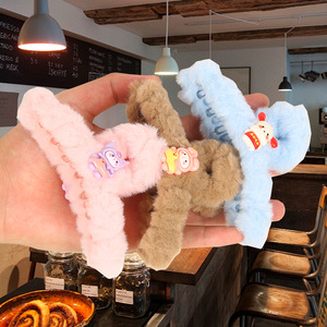Plush Hair Claw <b>Clip</b> 13 Cm Fluffy Gripper For Women Daily Use Headdress - Product Image 1