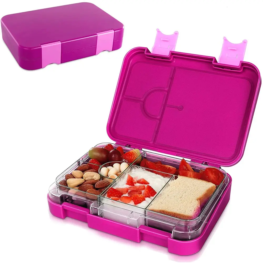 Scatola da pranzo classica junior in plastica di medie dimensioni lonchera 800ml BPA gratis scatola da pranzo per bambini 6 vano bento box