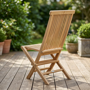 Silla Plegable Apilable de Teca Moderna y Cómoda para Exteriores, Resistente al Agua y Duradera, para Jardín, Patio, Apartamento, Cocina, Sala de Estar - Product Image 3
