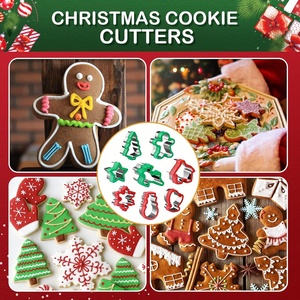 Christmas Cookie Cutter Set 8-<strong>Piece</strong> Stainless Steel Holiday Molds Comfort Grip Party Supplies/Favors Including Glove <strong>Gingerbread</strong> - Product Image 5