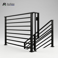 Rampe d'escalier de balcon en alliage d'aluminium de luxe, balustrade extérieure noire à lattes horizontales pour villa moderne, résistante à l'eau et à la rouille