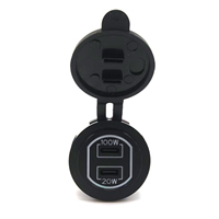 Soket Charger Mobil Tahan Air 120W PD3.0 Dual USB-C 100W+20W Pengisian Cepat Aluminium 12V 24V DC Panel Mount untuk RV Kapal Laut ATV