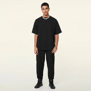 เสื้อยืดแขนสั้นลำลองสำหรับผู้ชาย, เสื้อถักทรงหลวมสีล้วน - Product Image 1