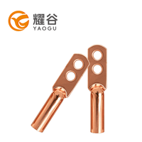 Terminales de Conexión de Cobre de Doble Orificio Yaogu DTG T2, Forjados, Recubiertos de Estaño, Dorados, para Cable de Alta Corriente 0.6/1kV