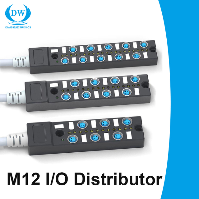 FAS IP68 Waterproof DIN Automotive M12 I/O Male Straight/Right Angle Junction Box for PCB Connection