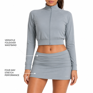 Charlo <b>Women</b> Premium Foldover Yoga Gym <b>Skort</b> Hidden Inner Shorts Four Way Stretch Activewear Wholesale Custom OEM Bulk - Product Image 3
