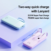 Batterie externe portable ultra-mince à charge rapide PD 22,5W, haute capacité 20000mAh 10000mAh, station d'alimentation C, câble de téléphone, sortie 20W
