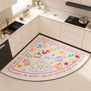 Alfombra de Cocina Ecológica con Diseño de Dibujos Animados en Forma de Abanico, Absorbente, Antideslizante, Lavable, de 3mm de Grosor, Resistente a la Suciedad, de Diatomita - Product Image 2