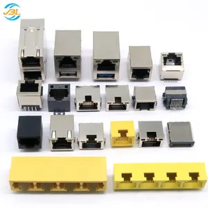 Venta de fábrica 8P8C RJ45 conector hembra Ethernet RJ45 montaje en panel enchufe stock productos doble macho RJ45 PCB