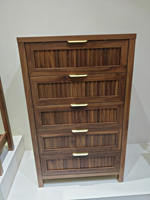 Commode haute en bois texturé à 5 tiroirs, directement de l'usine, pour chambre à coucher et rangement de placard
