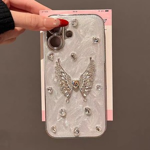 High-End di lusso epossidico Flash diamante ali d'angelo per iPhone 16 <span class=keywords><strong>Pro</strong></span> <span class=keywords><strong>Max</strong></span> 15 ragazze studente Glitter galvanica pezzi <span class=keywords><strong>14</strong></span> 13 12 - Product Image 5