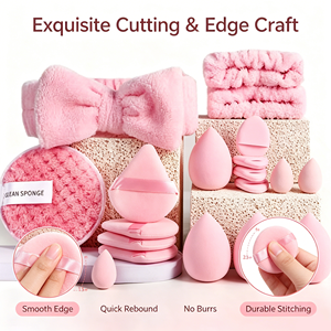 Set di 20 Spugne per Trucco Rosa, Senza Lattice, per Pulizia del Viso, con Logo Personalizzato, Kit di Strumenti Cosmetici per Donne - Product Image 2