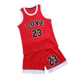Wholesale Basketball Jersey Design Personalized Custom Embroidered Logo And Print Number Basketball Uniform For Children