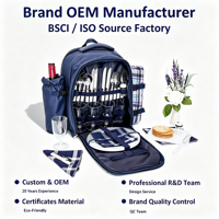 Sac à dos de pique-nique noir personnalisé en usine BSCI sac isotherme en polyester avec fermeture à glissière pour 4 personnes pour les pique-niques