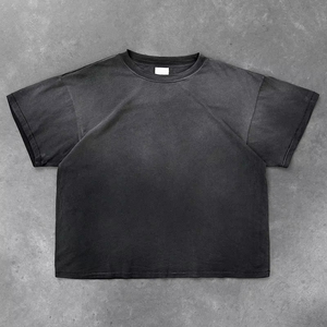 T-Shirt in cotone 100% con stampa Streetwear personalizzata Dtg oversize rilassata e corta - Product Image 1