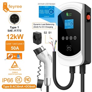 Borne de recharge murale intelligente feyree 12 kW pour véhicules électriques, chargeur EV Type 1 SAEJ1772 DLB, avec application WIFI et équilibrage dynamique de la charge, station de recharge domestique - Product Image 1