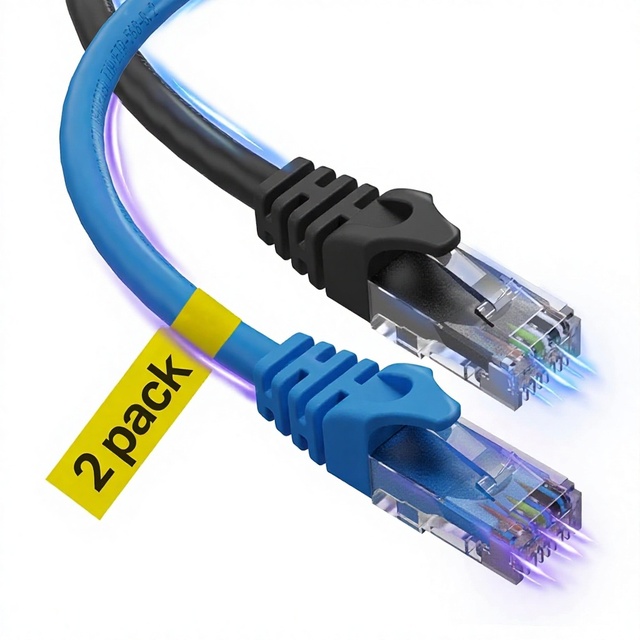 Cat6 Ethernet Cable 6 Ft 2 Pack Outdoor & Indoor High Speed 10Gbps LAN Computer Router Modem PS4/5 Blue Black China