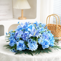 Arrangement floral artificiel pour centre de table, décoration florale de table en soie avec fausses roses, fleurs pour table ronde de mariage, banquet, hôtel