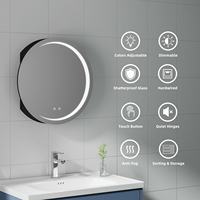 Fabricants Réglage de la luminosité Frontlit 3 couleurs Fer rond Led anti-buée Salle de bain avec lumière Miroir intelligent Armoire à pharmacie