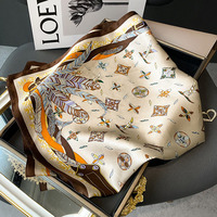 Accessoire de mode Vente en gros Foulard en soie Châle carré plumes 70cm pour femmes