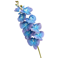 Buket Anggrek Phalaenopsis Biru Grosir Bunga Artificial Terbuat dari PU Desain Anggrek Besar yang Elegan