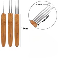 Aiguille à manche en bois de haute qualité accessoires de tressage à Double tête crochets éclairés fil aiguille à Crochet