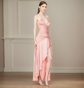 Nuovi Arrivi 2026: Abito <span class=keywords><strong>da</strong></span> Sera di Lusso in Seta con Collo Halter per Donne, Tessuto Morbido per Matrimoni e Occasioni Speciali - Product Image 2