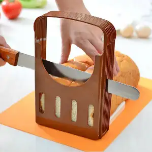Wholesale baking cutter guide-O213 Foldable Practical Slicing Guide Bread Slicer Kitchen Baking Tools Bread Cutter Loaf Toast Slicer Cutting