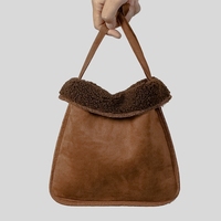 Sacs à bandoulière pour femmes Vintage Suede Surface Lady Handbags Designer Faux Fur Female Tote Bag Large Capacity Purses