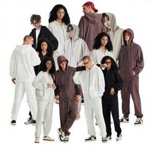 LLW330 CUSTOM Embroidered Logo 330g Cotton Terry YKK Zipper US Size Turtleneck Hooded <b>Cardigan</b> Autumn Loose Hoodie - Product Image 1