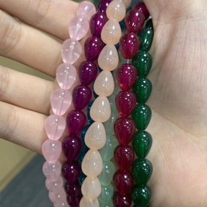 Perles en verre transparentes en forme de goutte d'eau, pré-percées, 8x10mm, avec trou central, pour la fabrication de bijoux, bracelets, colliers, boucles d'oreilles, artisanat DIY, vente en gros - Product Image 6