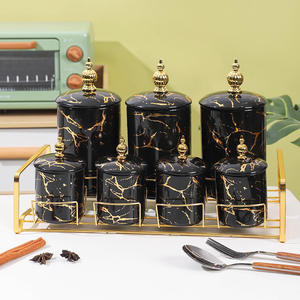 โถเซรามิกทรงกระบอกฝาปิดโลหะแบบมินิมอล ขนาดใหญ่ สำหรับเก็บธัญพืช ซีเรียล ตกแต่งห้องครัว - Product Image 2