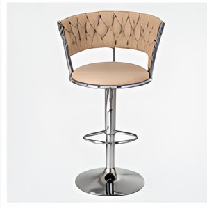 Modern Beige Tufted Swivel <b>Bar</b> <b>Stool</b> with Chrome Pedestal Base Adjustable Height Counter Chair for Kitchen Cafe Seating - Product Image 1