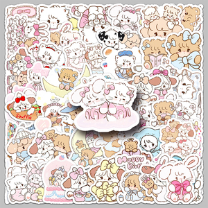 56 pièces en gros, autocollants mignons et kawaii imperméables, imprimés avec soin, sur le thème <span class=keywords><strong>Mikko</strong></span>, pour la papeterie et les étagères de livres - Product Image 1