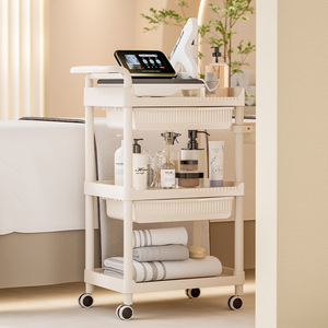 Chariot de rangement à 3 niveaux avec roulettes, amovible, facile à nettoyer, pour la maison, la chambre, le salon de beauté - Product Image 3