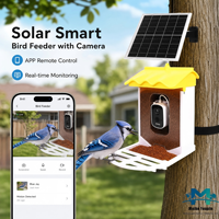 Mangeoire à oiseaux intelligente avec caméra 2L, mangeoire extérieure automatique WiFi, résistante aux écureuils, identification des oiseaux par IA, étanche IP66