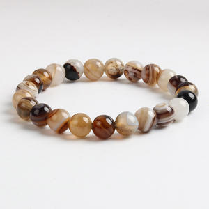 All'ingrosso della moda 8mm gemma rotonda <span class=keywords><strong>Botswana</strong></span> <span class=keywords><strong>Agate</strong></span> bracciale gioielli per le donne regalo - Product Image 1
