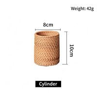 Accessoires de cérémonie du thé tissés à la main, rangement de bureau, porte-stylos rond en bois résistant à la moisissure, organisateur de bureau