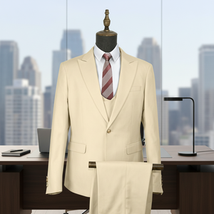 Costume 3 pièces léger beige sable pour homme, respirant et sur mesure, idéal pour les événements <span class=keywords><strong>en</strong></span> extérieur, les douches nuptiales et les fêtes <span class=keywords><strong>de</strong></span> <span class=keywords><strong>jardin</strong></span> - Product Image 1