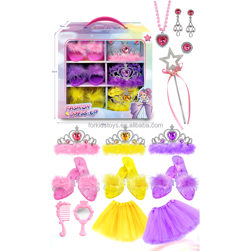 strapless open back dress PicassoTiles 24 Piece Fairytale Royal Princess Dress Up Set main image 0