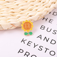 Broche en alliage gravée motif tournesol, style DIY, série végétale populaire européenne et américaine, accessoires simples et frais, effet goutte d'huile