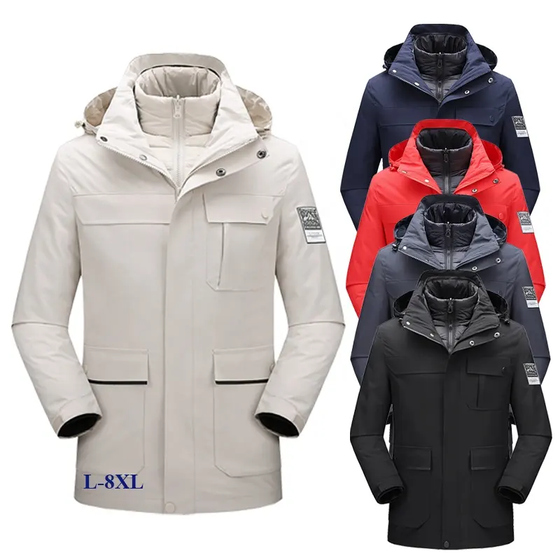 Waterproof Hiking Men's Jackets for Winter 3 in 1 Outdoor Lightweight Softshell Raincoat Puffer Jacket Waterproof Ski Jacket