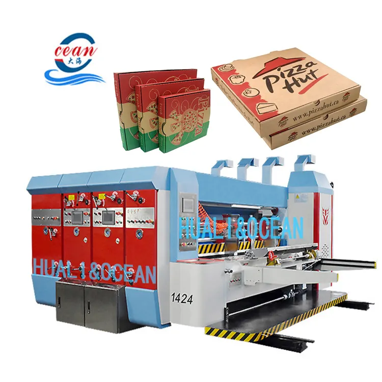 Ocean-cajas de cartón corrugado, máquina de troquelado, Impresión de pizza, ranura