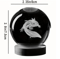 Lampe boule de cristal gravée au laser 3D Axolotl Veilleuse multicolore Boule de verre Salon Chambre boule de cristal lumière